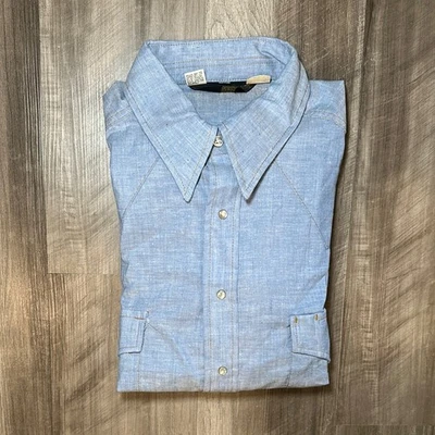 Sears Roebucks Vintage Western Wear Manga Longa Pearl Snap - GG - Imagem 1 de 4