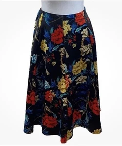 Falda midi para mujer Neiman Marcus multicolor floral y pájaros talla 8 - Imagen 1 de 14