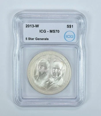 2013-W 5 Star Generals Commemorative Silver Dollar MS70 ICG - Image 1 of 4