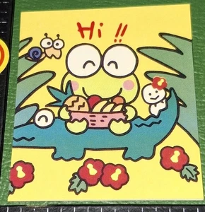 Vintage Greetings Card 1 TINY Sanrio ,blank,keroppi Hi Eating Fruit On Gator  - Picture 1 of 6