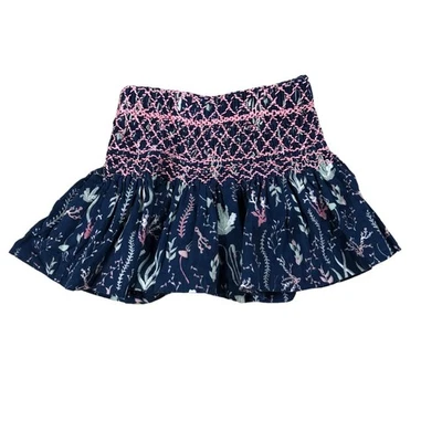 PEEK Skirt Girl's Blue Coral Ocean Pink Embroidered Smocked Pull On Skirt 2T - Image 1 of 4