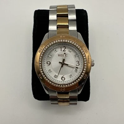 Reloj Reliquia Mujer 35mm Pavé Plata Oro Rosa Dos Tonos Batería Nueva 7.25" Foto 1 de 4