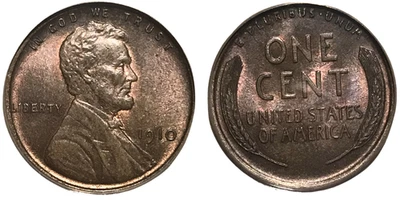 Centavo de trigo 1910 ANACS MS63 BN, ¡¡toques de rojo!!! Foto 1 de 4