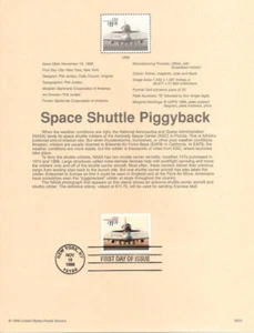 #9839 $11.75 Space Shuttle/747 Piggyback Stamp #3262 Souvenir Page - Picture 1 of 1