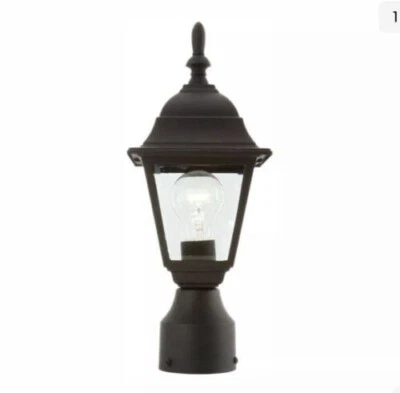 NEW Hampton Bay 1-Light Black Steel Line Voltage Outdoor Weather Resistant Post - Image 1 of 2