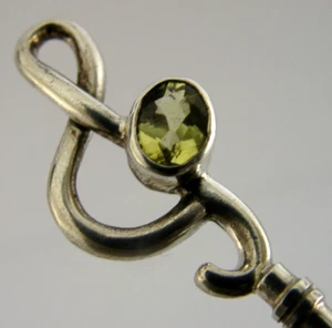 BEAUTIFIL STERLING SILVER CITRINE MUSICAL NOTE ARTS & CRAFTS SPOON c1980 - Picture 1 of 4