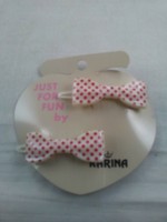 Red w// white swiss dots Round Hair Bow on a 3/" bow clip barrette new
