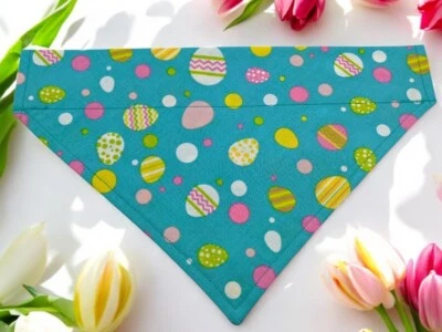 Huevos de Pascua Perro Bandana SOBRE EL CUELLO Huevo Bandanas Slide Bandanna Bufanda Azul Foto 1 de 4