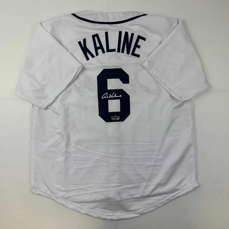 Camiseta deportiva facsímil autografiada Al Kaline Detroit blanca reimpresión talla XL para hombre Foto 1 de 4