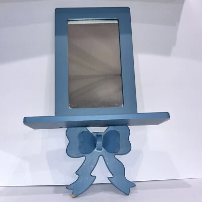 VTG Wooden Wall Mirror w/ Decorative Bow Shelf Country Cottage Granny PAINTABLE - Image 1 of 4
