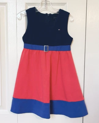 Vestido Tommy Hilfiger Niñas Talla XS 4-5 Cierre de Cremallera Ajuste y Acampanado Foto 1 de 4