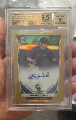 2014 BOWMAN CHROME DRAFT FORREST WALL RC GOLD REFRACTOR AUTO /50 BGS 9.5/10 - Image 1 of 2