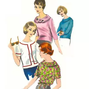 60er Jahre Muster, Vogue Bluse & Top - Brustumfang = 36" (92 cm) - Bild 1 von 1