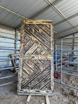 "Pino Quemado Hágalo Usted Mismo 36"" x84"" Pino Real Puerta Corredera de Granero con Todos los Herrajes Necesarios" Foto 1 de 2