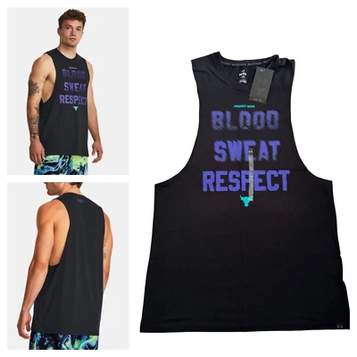 Camiseta sin mangas Under Armour para hombre talla M Project Rock BSR camisa muscular gimnasio negra nueva Foto 1 de 4