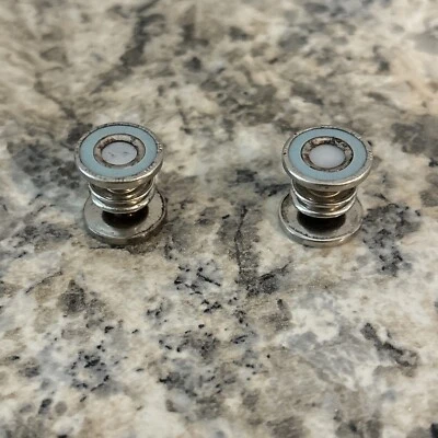 Антикварные мужские запонки серебристого цвета 1920-х с бирюзово-голубой эмалью патент 1920-х - Изображение 1 из 4