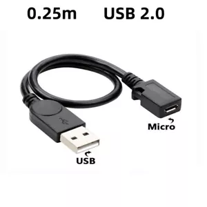 A Male to Micro USB Female Connector Converter Adapter Cable Lead 0.25m USB 2.0 - Picture 1 of 11