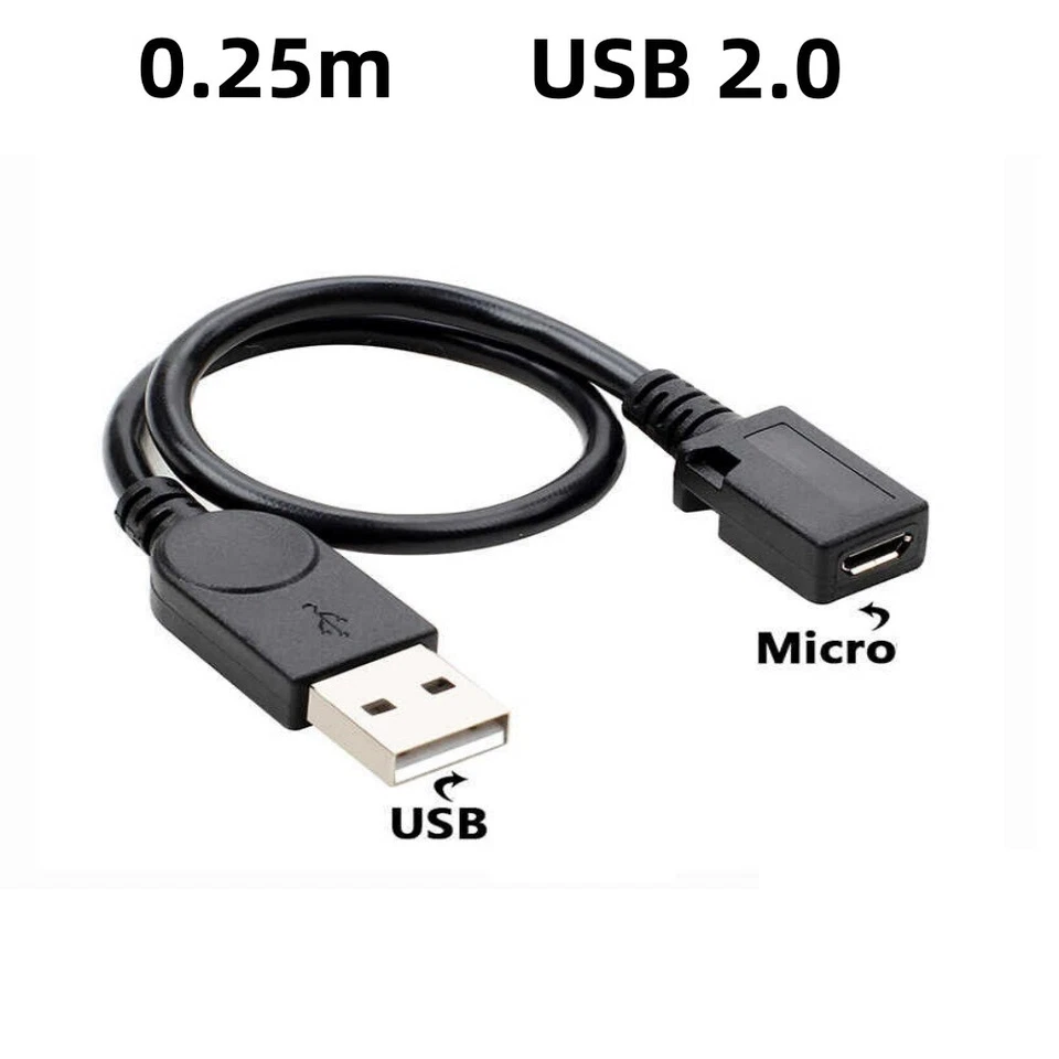 A Male to Micro USB Female Connector Converter Adapter Cable Lead 0.25m USB 2.0 - Image 1 of 4