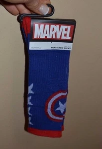 Men's Captain America Crew Socks Licensed Marvel Sock Size 10-13 Shoe Size 6-12 - Picture 1 of 1