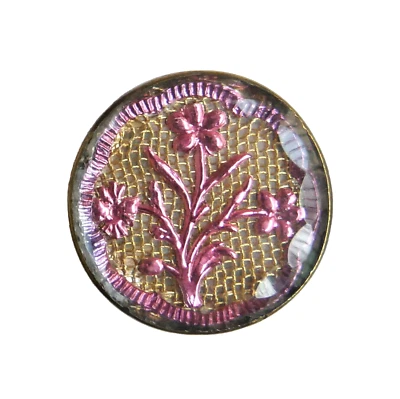 Bouton ancien - Sous-verre - 28 mm - Fin XIXe / Début XXe - Under Glass Button - Photo 1/4