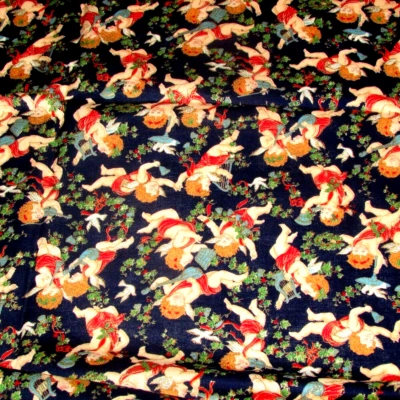 CLOTH w/2-3" ANGELS 48X36"dk blue red/gold green Concord Fabrics (sew rm bx 5) - Image 1 of 3
