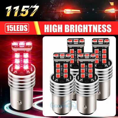 2/4PCS 1157 LED Red Brake Stop Tail Parking Light Bulbs Safety, Plug and Play - Image 1 of 4