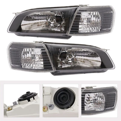 For Toyota Tercel 1995-1999 Pair Headlights Black Factory Style Left & Right Foto 1 de 4
