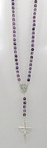 Colar 16,51 g prata esterlina maciça roxa ametista cruz crucifixo Jesus 28" - Imagem 1 de 1