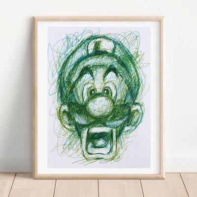 Luigi шариковая ручка печати, Super Mario художественный плакат - Изображение 1 из 3