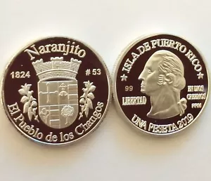 Peseta Naranjito 2019 Serie Pueblos Puerto Rico Plata Boricua Silver Quarter - Bild 1 von 12