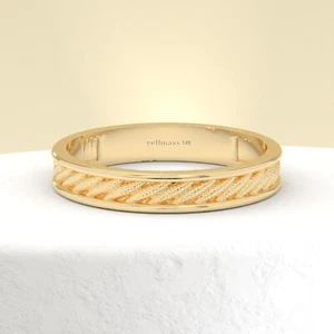 3mm Gold Pattern Wedding Ring 14K Yellow Gold Unisex Wedding Band for Men&Women - Picture 1 of 7