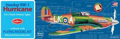 Guillow's Hawker Mk 1 Hurricane Balsa Wood Flying Model Kit , WWII  GUI-506 - Image 1 of 4