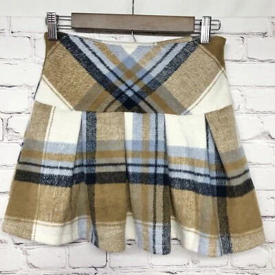 Minifalda plisada a cuadros vintage Y2K azul tostado años 90 cremallera lateral niña escolar talla XS Foto 1 de 4