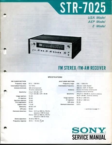 Sony Model STR-7025 FM Stereo/FM-AM Receiver Service Manual - Bild 1 von 2