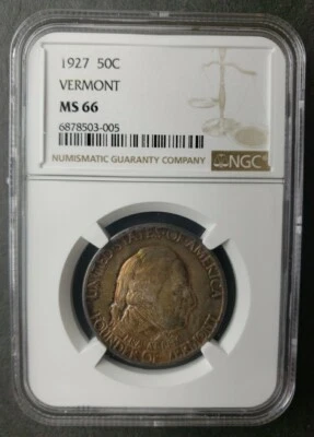 1927 50c Vermont Commemorative Silver Half Dollar NGC MS66 - Image 1 of 4