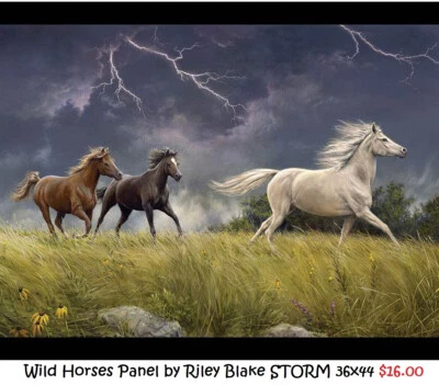 Caballos Salvajes Caballo 36x44" Panel Algodón Edredón Tela Riley Blake PD15534 STORM Foto 1 de 4