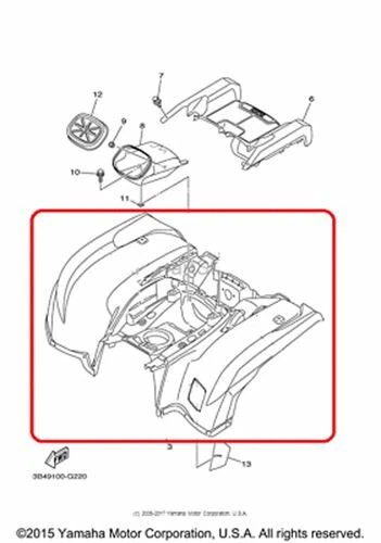 OEM YAMAHA GRIZZLY 700 550 REAR FENDER BLUE OEM NEW FACTORY GENUINE Foto 1 de 1