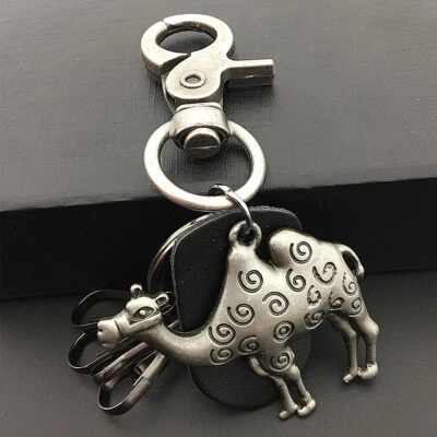 Punk Men's Alloy Camel Animal Leather Metal Belt Loop Keychain Ring - Image 1 of 3