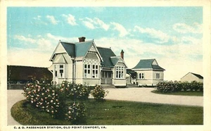 C&O PERSONENBAHNHOF, BAHNHOF, OLD POINT COMFORT, VA, VINTAGE POSTKARTE - Bild 1 von 2