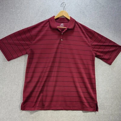 Camisa polo de golf Top Flite para hombre roja negra a rayas talla XLT Foto 1 de 4