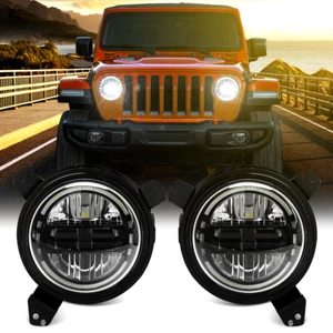 Pair LED Headlights Halo Hi/Lo 9 inch Bracket Combo For Jeep Wrangler JL 2018-24 - Picture 1 of 18