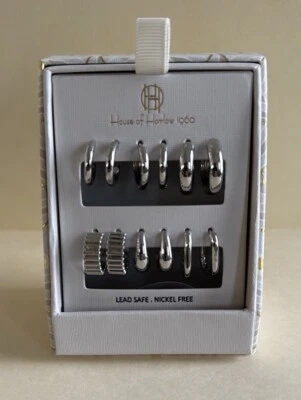 HOUSE OF HARLOW 6p Tono Plata Juego de Ganancias Post & Huggie Nuevo en Caja $120 Foto 1 de 4