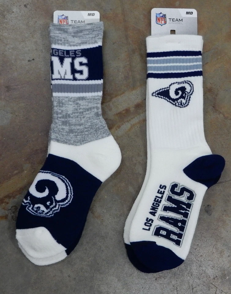 Paquete de 2 Calcetines NFL Los Angeles Rams LA Regalo Medianos Doble Reverso Deuce Stafford Foto 1 de 1