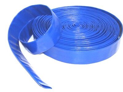 Layflat PVC Water Delivery Hose - Discharge Pipe Pump Lay Flat Irrigation Blue • 10.99£
