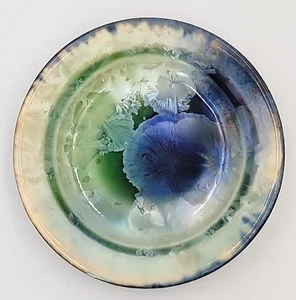 Bill Campbell Art Pottery Flambeaux Crystalline Shallow Trinket Dish/Bowl 4.75" - Picture 1 of 12