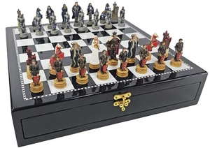 Mittelalterliche Kreuzzüge König Artus Schachspiel mit 17" schwarz & weiß Aufbewahrungsbrett - Bild 1 von 6