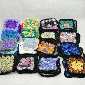 Lot of 69 5" Variegated FLOWER Crochet GRANNY SQUARES Blocks AFGHAN - Picture 1 of 8