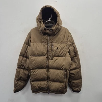 Ralph Lauren Polo El Cap Khaki Puffer Padded Hooded Down Coat Jacket Size Large  - Image 1 of 4
