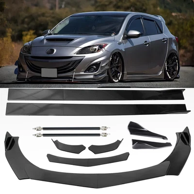 For Mazda 3 6 CX-5 Front Bumper Lip Splitter Spoiler Carbon Fiber Body Kit+Side Foto 1 de 4