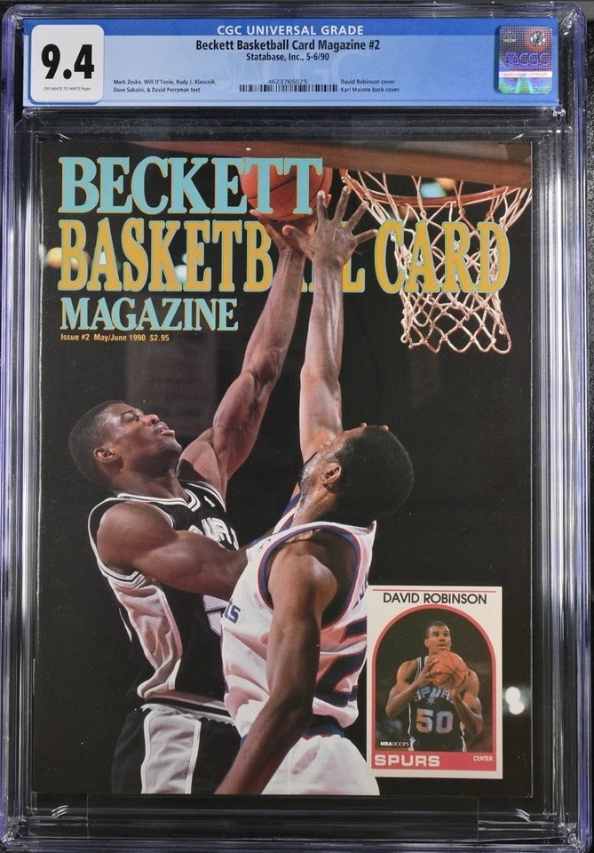 David Robinson RARO Spurs Capa 1990 Beckett Revista de Basquete CGC 9.4 - Imagem 1 de 2